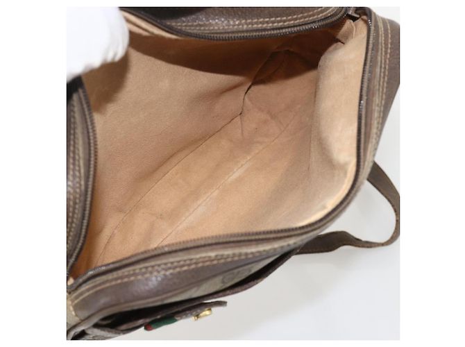 Bolsa de Ombro Gucci GG Supreme Web Sherry Line PVC Bege 66 02 049 Auth 175721 - vista 24