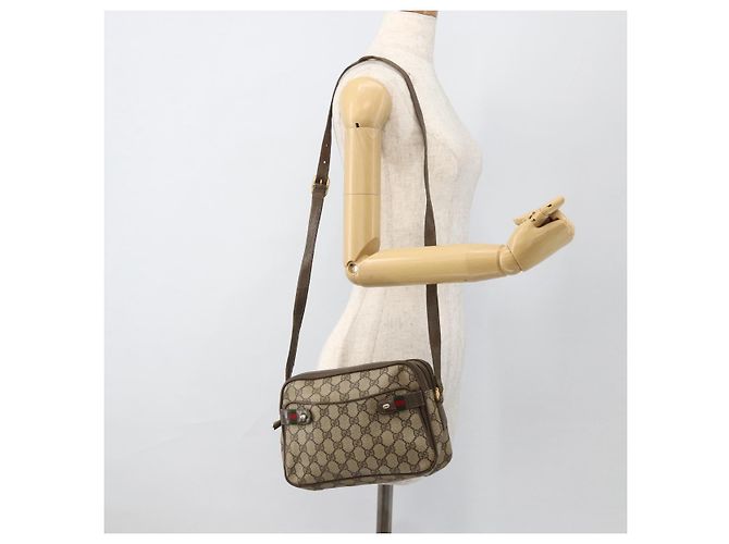 Bolsa de Ombro Gucci GG Supreme Web Sherry Line PVC Bege 66 02 049 Auth 175721 - vista 25