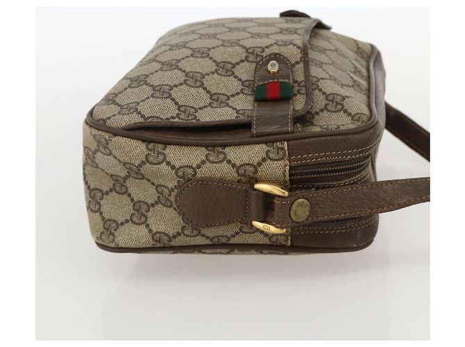 Bolsa de Ombro Gucci GG Supreme Web Sherry Line PVC Bege 66 02 049 Auth 175721 - vista 4
