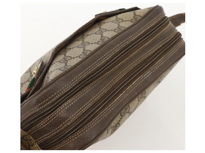 Bolsa de Ombro Gucci GG Supreme Web Sherry Line PVC Bege 66 02 049 Auth 175721 - vista 6