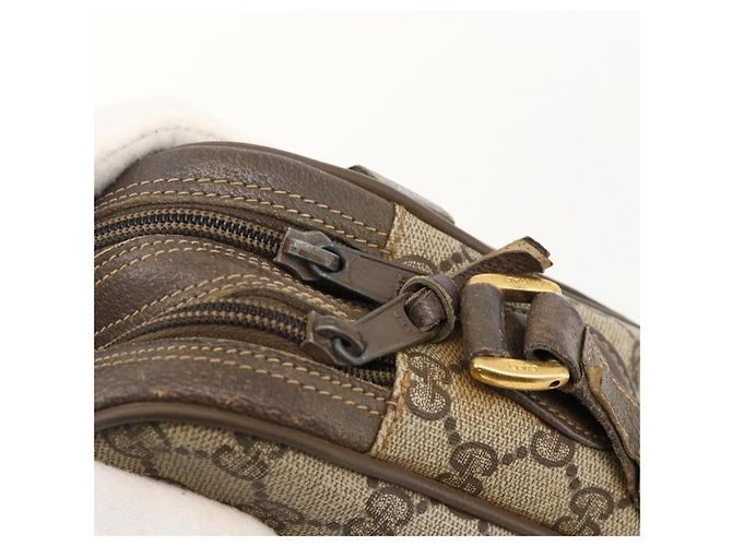 Bolsa de Ombro Gucci GG Supreme Web Sherry Line PVC Bege 66 02 049 Auth 175721 - vista 9