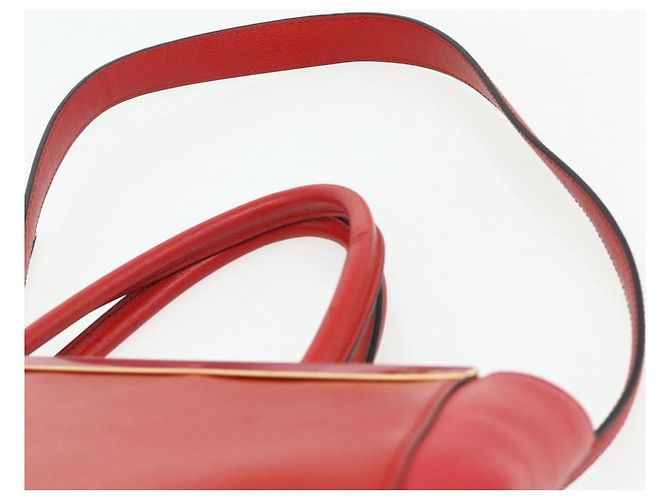 FENDI 2 JOURS Mittelhandtasche aus Leder 2-in-1 Rot Gold Auth 176097A - Ansicht 15