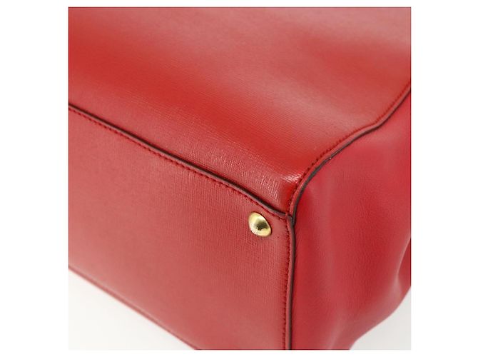 FENDI 2 JOURS Mittelhandtasche aus Leder 2-in-1 Rot Gold Auth 176097A - Ansicht 17