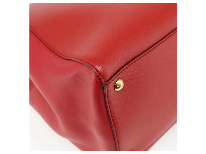 FENDI 2 JOURS Mittelhandtasche aus Leder 2-in-1 Rot Gold Auth 176097A - Ansicht 18