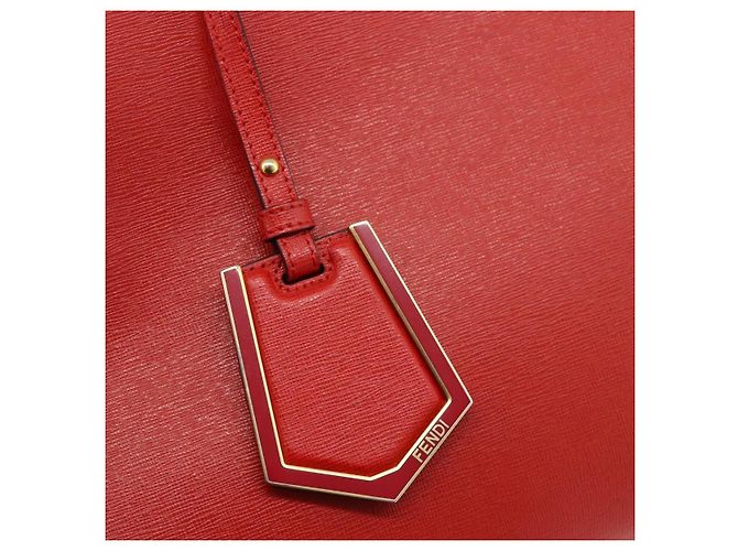 FENDI 2 JOURS Mittelhandtasche aus Leder 2-in-1 Rot Gold Auth 176097A - Ansicht 19