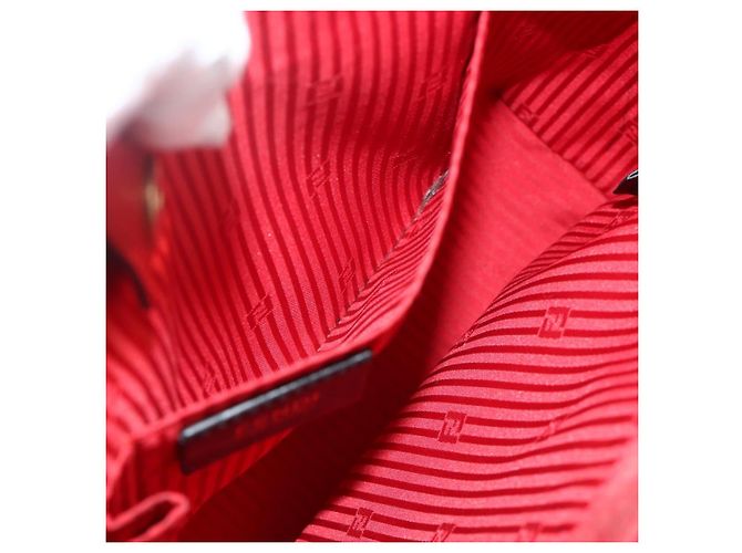 FENDI 2 JOURS Mittelhandtasche aus Leder 2-in-1 Rot Gold Auth 176097A - Ansicht 24