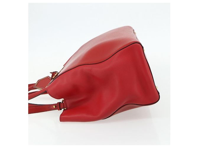 FENDI 2 JOURS Mittelhandtasche aus Leder 2-in-1 Rot Gold Auth 176097A - Ansicht 3