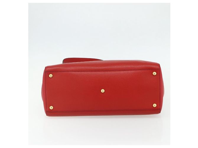 FENDI 2 JOURS Mittelhandtasche aus Leder 2-in-1 Rot Gold Auth 176097A - Ansicht 5