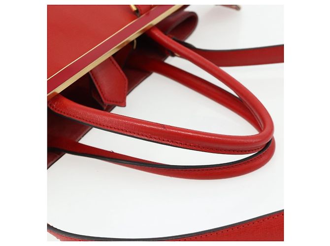 FENDI 2 JOURS Mittelhandtasche aus Leder 2-in-1 Rot Gold Auth 176097A - Ansicht 7