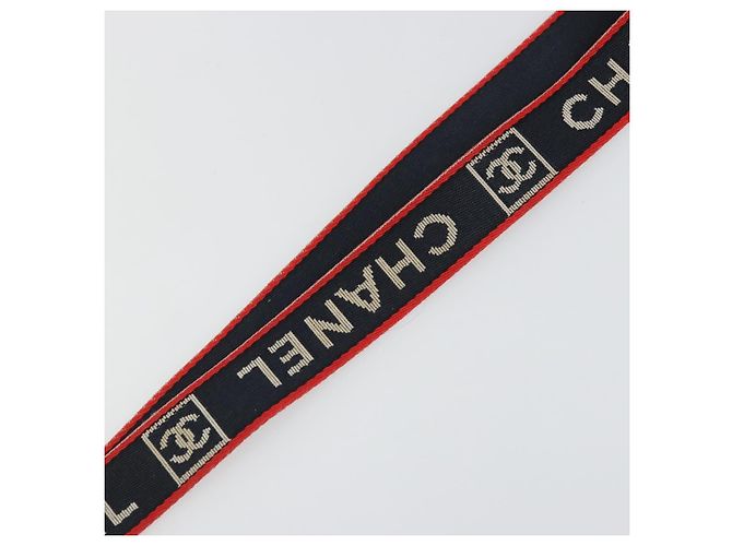 CHANEL Cinturino in Tela Rosso Blu Navy CC Auth ka3899A - vista 10