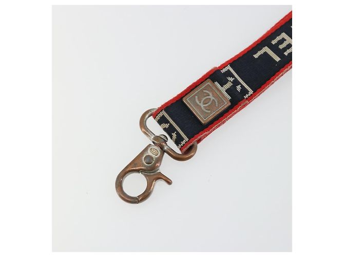 CHANEL Cinturino in Tela Rosso Blu Navy CC Auth ka3899A - vista 3