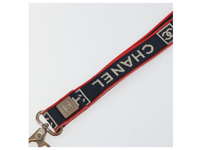 CHANEL Cinturino in Tela Rosso Blu Navy CC Auth ka3899A - vista 4
