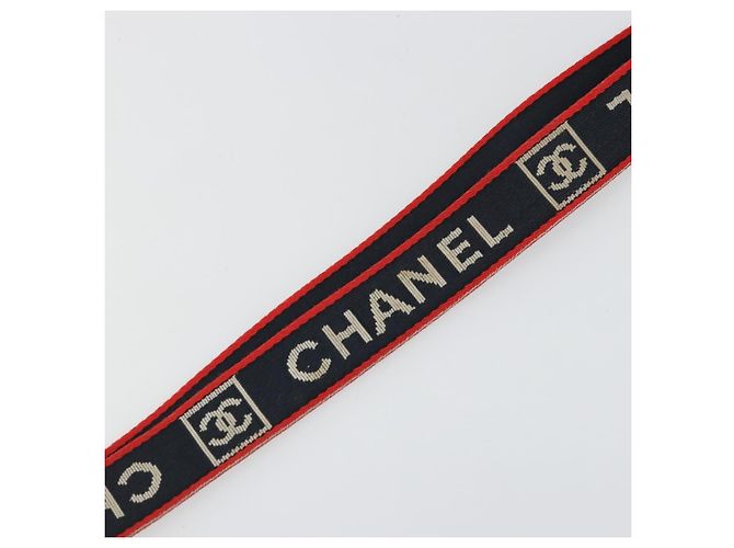 CHANEL Cinturino in Tela Rosso Blu Navy CC Auth ka3899A - vista 5
