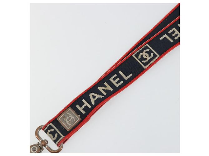CHANEL Cinturino in Tela Rosso Blu Navy CC Auth ka3899A - vista 9
