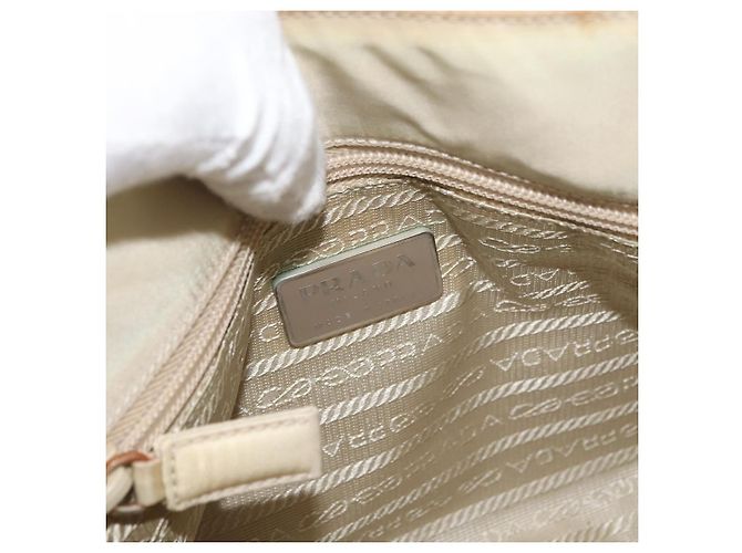 PRADA Borsa a mano in nylon avorio argento autentica 175398 Crudo - vista 10