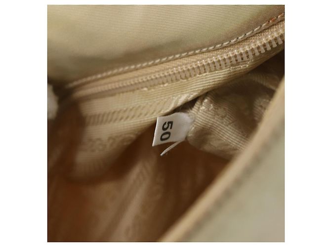 PRADA Borsa a mano in nylon avorio argento autentica 175398 Crudo - vista 12