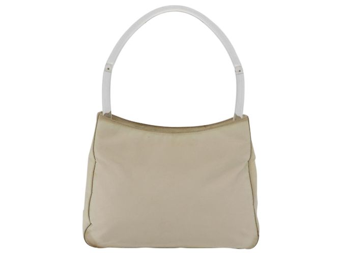 PRADA Borsa a mano in nylon avorio argento autentica 175398 Crudo - vista 13