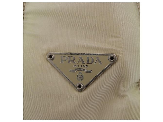 PRADA Borsa a mano in nylon avorio argento autentica 175398 Crudo - vista 17