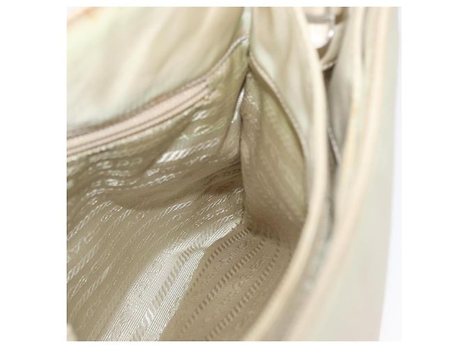 PRADA Borsa a mano in nylon avorio argento autentica 175398 Crudo - vista 18