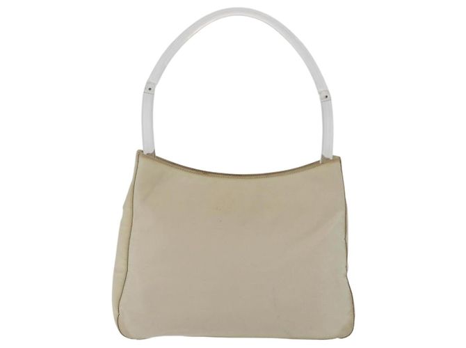 PRADA Borsa a mano in nylon avorio argento autentica 175398 Crudo - vista 2