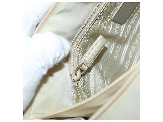 PRADA Borsa a mano in nylon avorio argento autentica 175398 Crudo - vista 24