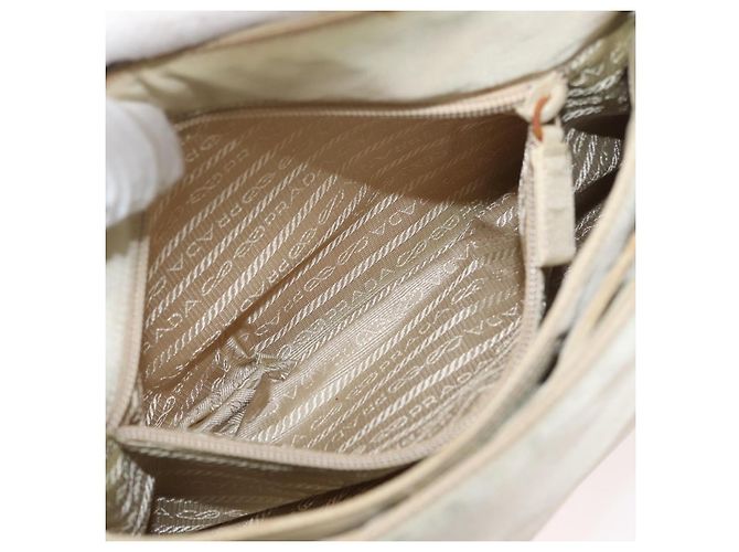 PRADA Borsa a mano in nylon avorio argento autentica 175398 Crudo - vista 25