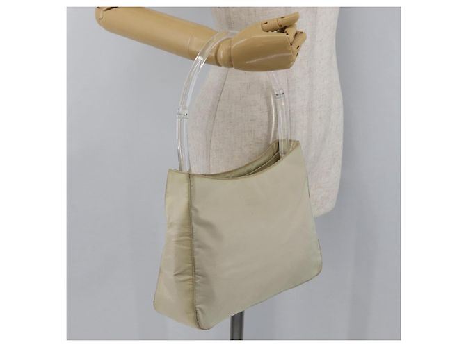 PRADA Borsa a mano in nylon avorio argento autentica 175398 Crudo - vista 26