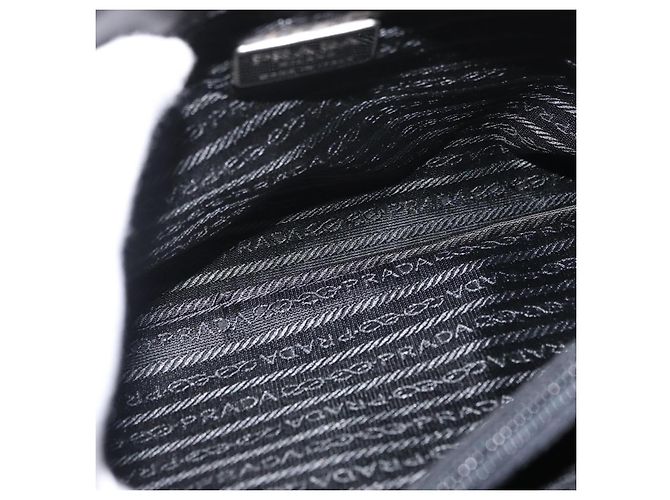 Borsa da lavoro PRADA in nylon nero argento Auth ti3827 - vista 11