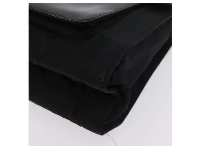 Borsa da lavoro PRADA in nylon nero argento Auth ti3827 - vista 14