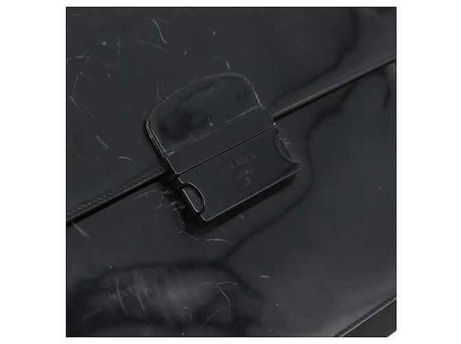 Borsa da lavoro PRADA in nylon nero argento Auth ti3827 - vista 17