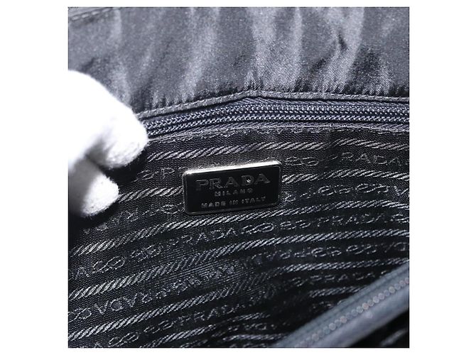 Borsa da lavoro PRADA in nylon nero argento Auth ti3827 - vista 18