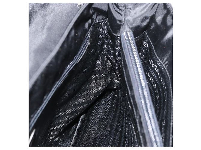 Borsa da lavoro PRADA in nylon nero argento Auth ti3827 - vista 19