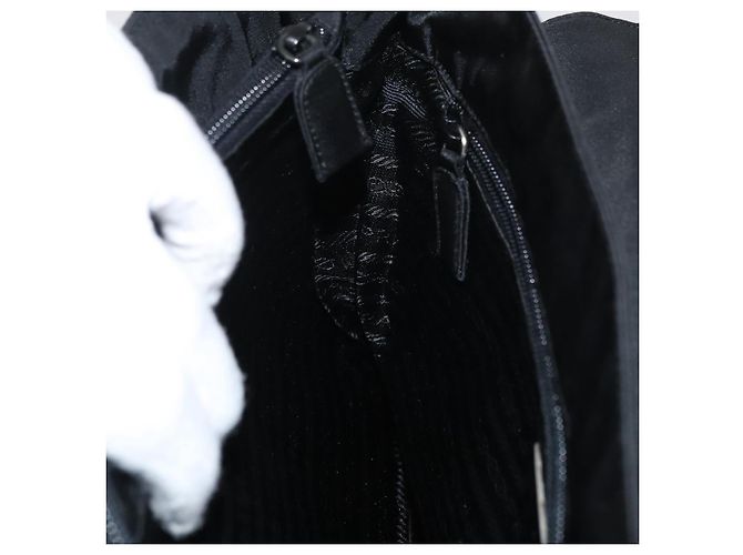 Borsa da lavoro PRADA in nylon nero argento Auth ti3827 - vista 20