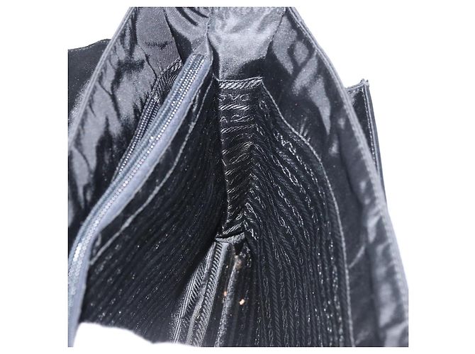 Borsa da lavoro PRADA in nylon nero argento Auth ti3827 - vista 22