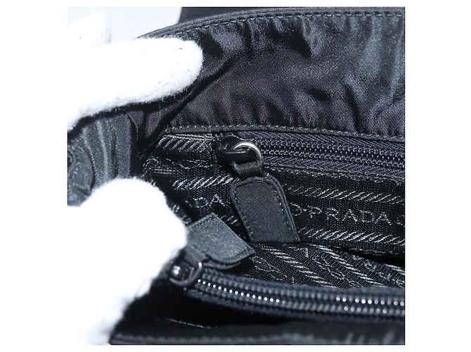 Borsa da lavoro PRADA in nylon nero argento Auth ti3827 - vista 25