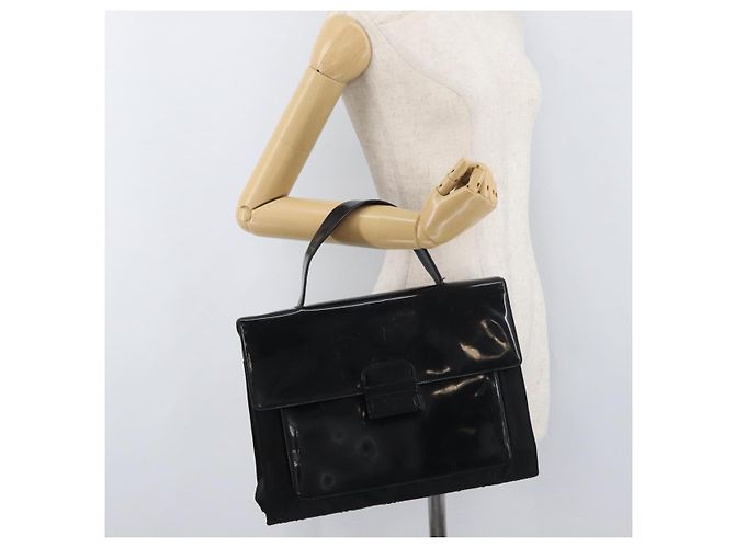 Borsa da lavoro PRADA in nylon nero argento Auth ti3827 - vista 27