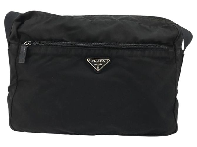 PRADA Schultertasche aus schwarzem Nylon mit Silber authentisch ka4043 - Ansicht 13