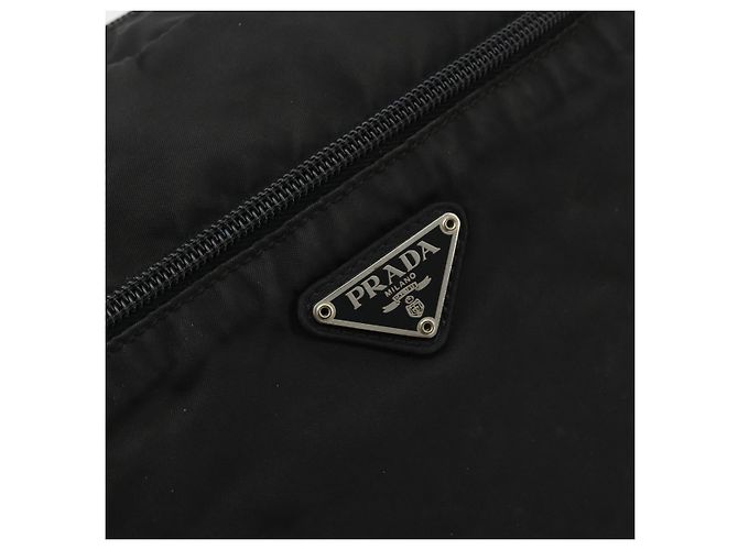 PRADA Schultertasche aus schwarzem Nylon mit Silber authentisch ka4043 - Ansicht 18