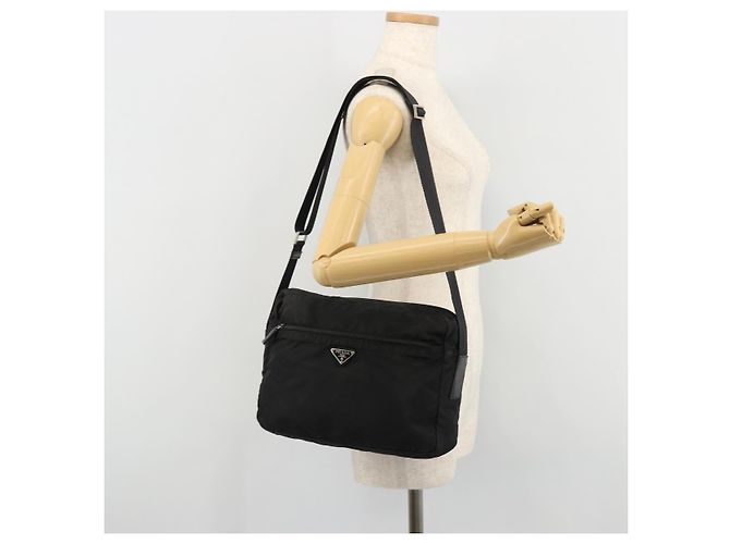 PRADA Schultertasche aus schwarzem Nylon mit Silber authentisch ka4043 - Ansicht 24