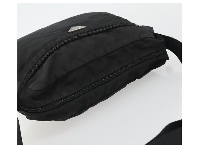 PRADA Schultertasche aus schwarzem Nylon mit Silber authentisch ka4043 - Ansicht 6