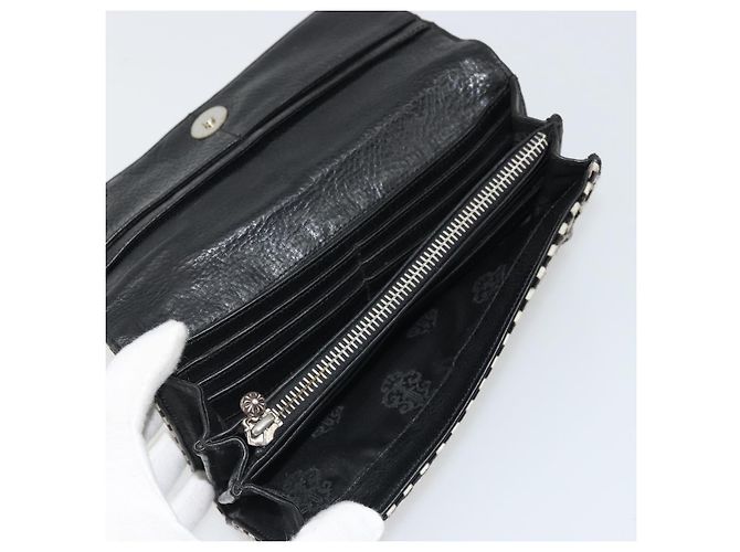 Cartera Larga JUDY Chrome Hearts de cuero Harako Negro Blanco Auth YKZ1399A - vista 10
