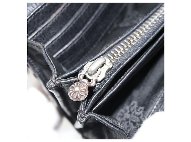 Cartera Larga JUDY Chrome Hearts de cuero Harako Negro Blanco Auth YKZ1399A - vista 11