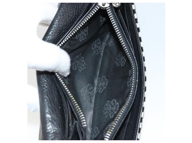 Cartera Larga JUDY Chrome Hearts de cuero Harako Negro Blanco Auth YKZ1399A - vista 12