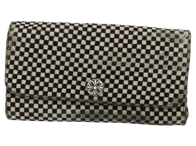 Cartera Larga JUDY Chrome Hearts de cuero Harako Negro Blanco Auth YKZ1399A - vista 13