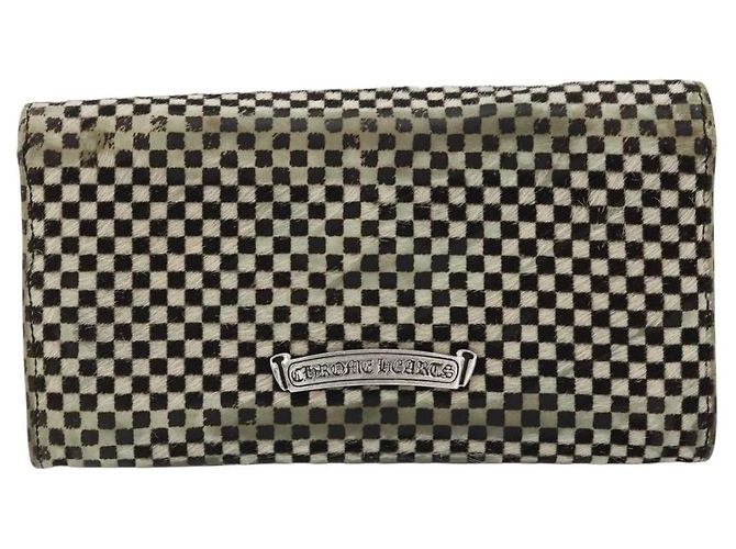 Cartera Larga JUDY Chrome Hearts de cuero Harako Negro Blanco Auth YKZ1399A - vista 2