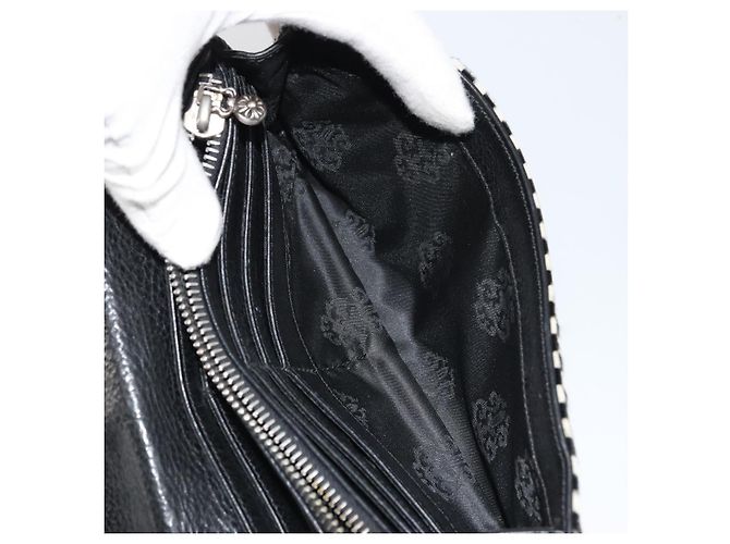 Cartera Larga JUDY Chrome Hearts de cuero Harako Negro Blanco Auth YKZ1399A - vista 20