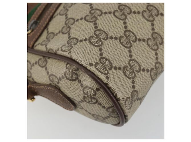Borsa Gucci GG Supreme Web Sherry Line PVC Beige Oro 56 02 087 Auth BA12158 D'oro - vista 14