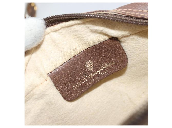 Borsa Gucci GG Supreme Web Sherry Line PVC Beige Oro 56 02 087 Auth BA12158 D'oro - vista 18