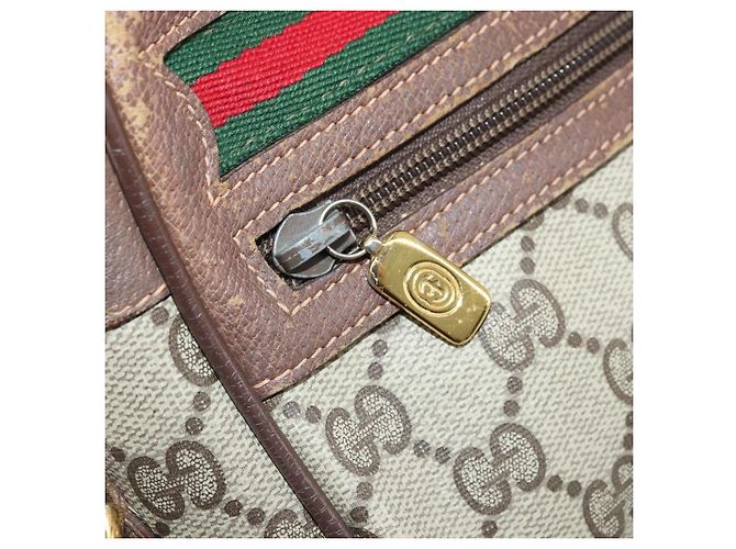 Borsa Gucci GG Supreme Web Sherry Line PVC Beige Oro 56 02 087 Auth BA12158 D'oro - vista 21
