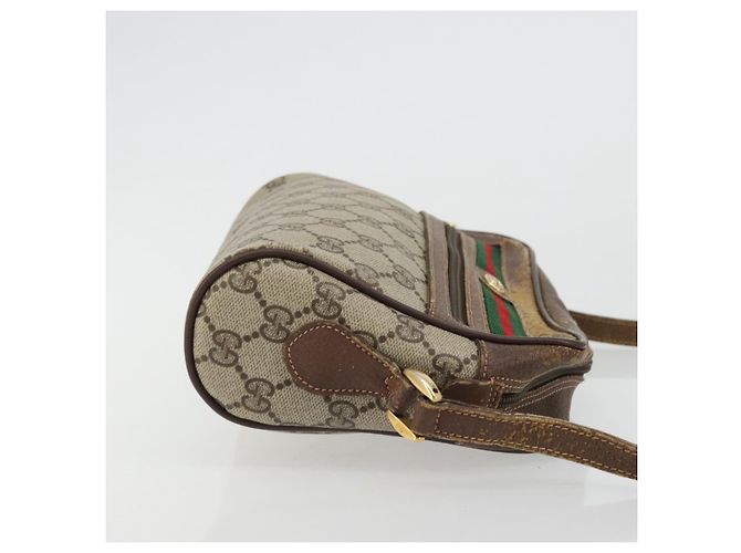 Borsa Gucci GG Supreme Web Sherry Line PVC Beige Oro 56 02 087 Auth BA12158 D'oro - vista 3